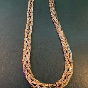 Sterling Silver 925 Braided Herringbone Necklace 11”